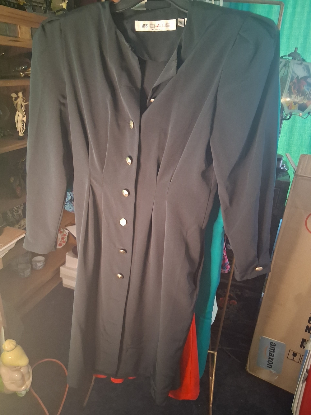 Chaus Black Asymmetrical Button-Front Women’s Dress